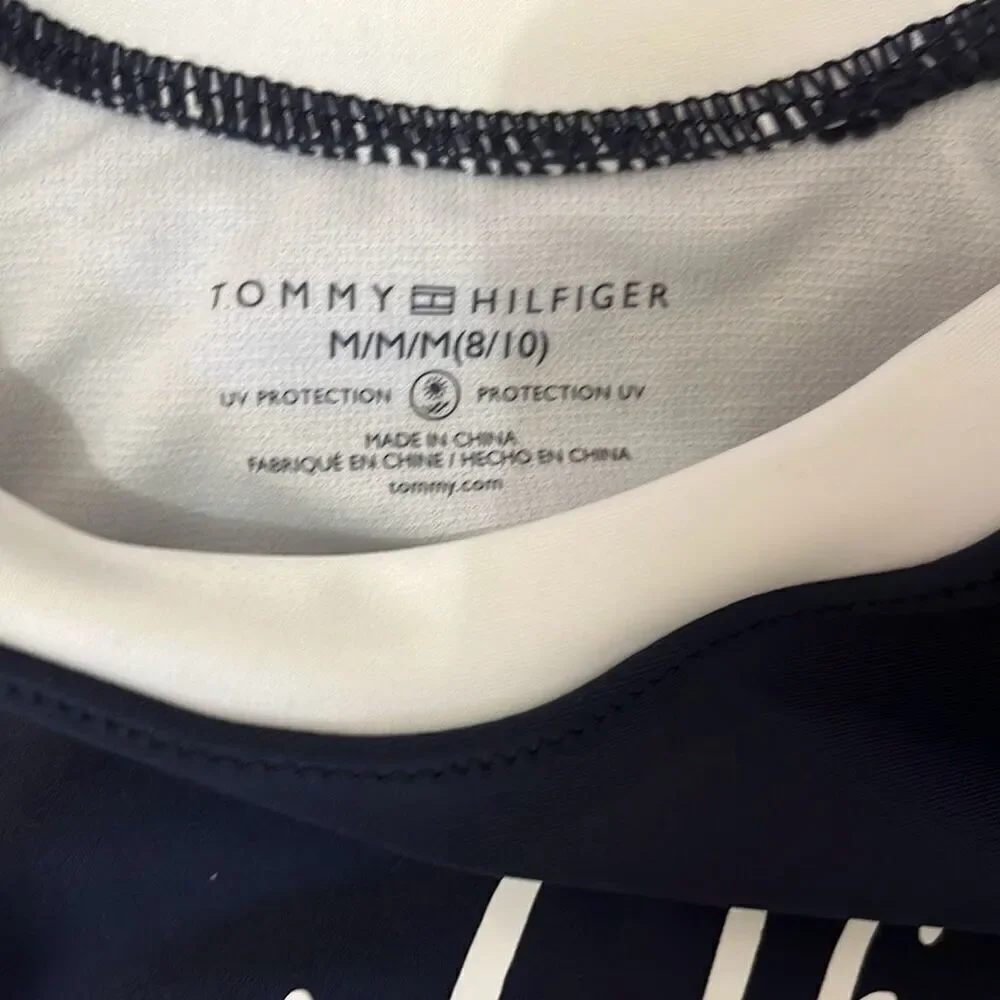 NWT Tommy Hilfiger Girls Two Piece Swim Suit Long Sleeve Set Size M 8/10